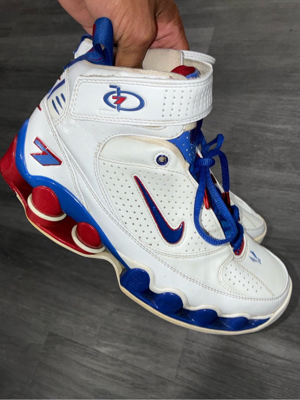 Nike White, Blue & Red High-Top Sneakers